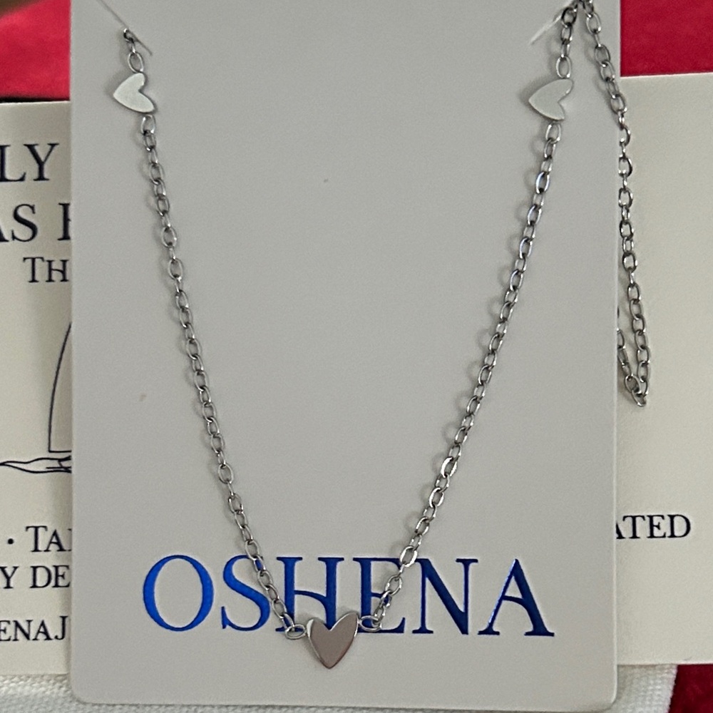 Oshena Designer‎ Beachwear Silver dainty Heart Necklace